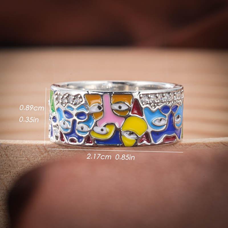 New CopperRings for Women Creative Oil Dropping Handmade Enamel Craft Ring CopperColor Women's Party Jewelry Epoxy Craft