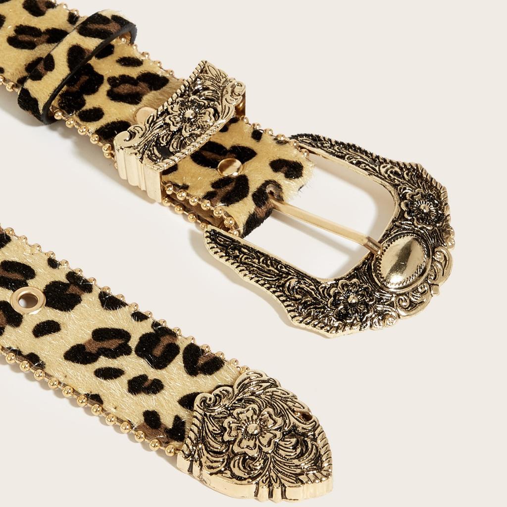 Subculture Ladies Leopard Print Spice Girl Belt Women'S Hair Soft Face Belt Premium Vintage Personality Decorative Belt Women