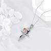 Charm Female Rose Flower Cross Pendant Necklace Vintage Silver Color Wedding  For Women