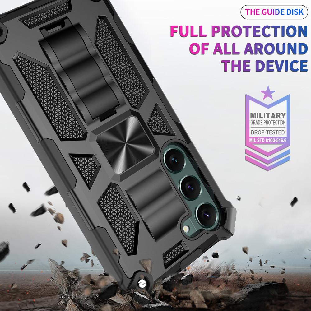 Camouflage Rüstung Stoßfeste Hülle Für Samsung Galaxy A15 A16 A17 A26 A36 A55 A56 TPU Rahmen Kunststoff Versteckter Ständer Handyhülle