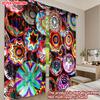 2D flat printing 2pcs Party Curtains Colorful Woven Circles Digital Printed Polyester Drapes All Season Party & Holiday Decor