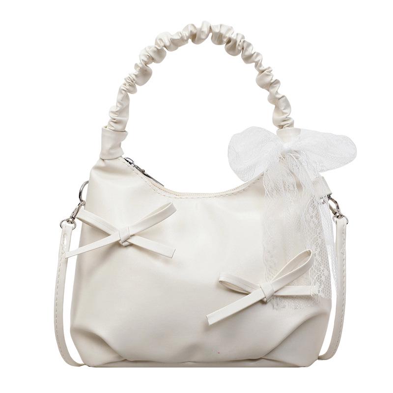 Women's Korean Pearlescent Bow Handbag - Crossbody & Small Tote for Commuting