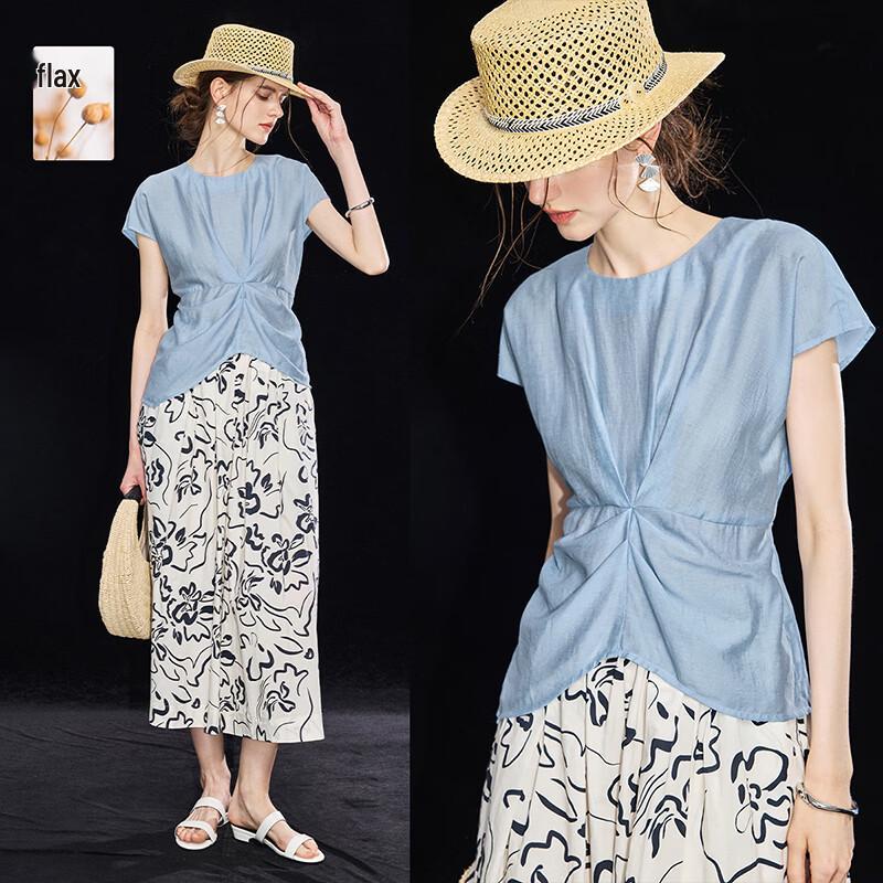 Wudao Women s Summer Linen Blend Sleeveless Blouse L