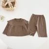 Spring Autumn Baby Girl Floral Flutter Sleeve Long Sleeve Pants Pajama Set Casual Home Wear Two Piece Outfit For Toddlers