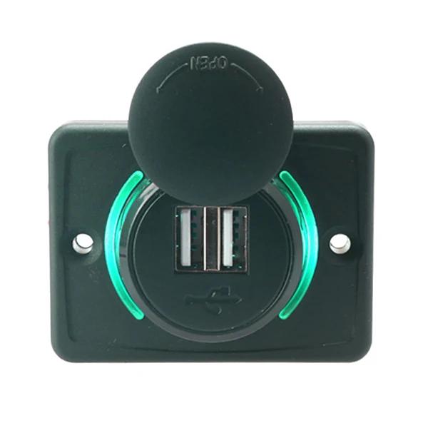 12/24V Dual USB Charger Fast Charger Power Outlet Wall Mount USB Charging Station with Sliding Cap for Car Camper Boat Bus RV