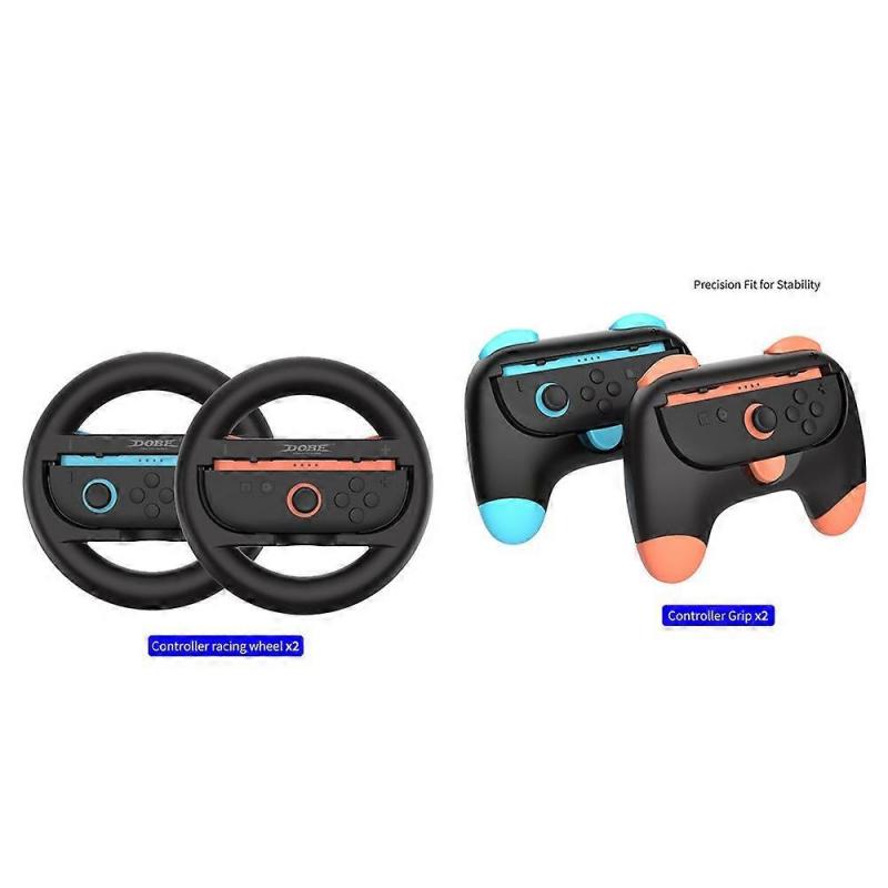 DOBE TNS-5110 Compatible For Nintendo Switch 2 4 In 1 Left Right Joy-Con Controller Circular Racing Wheel Grip Handle Set