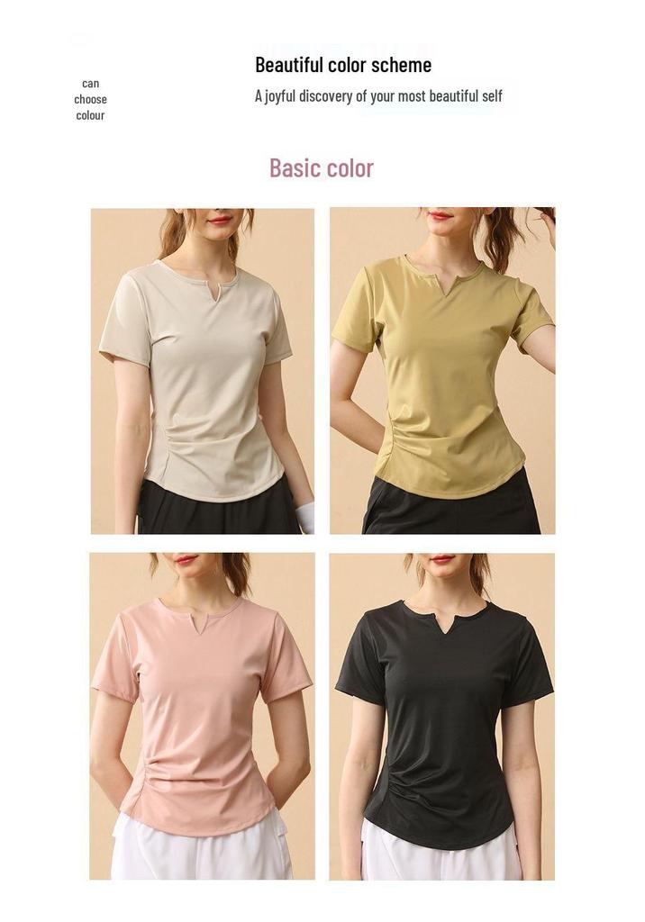 Women's V-Neck Quick-Dry Slim-Fit Sports T-Shirt - Breathable Yoga & Running Top