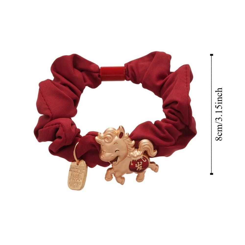 Alloy Zodiac Horse Hair Rope Wrinkle Ponytail Holder New Year's Red Hair Rope Year of The Horse Girl Headwear