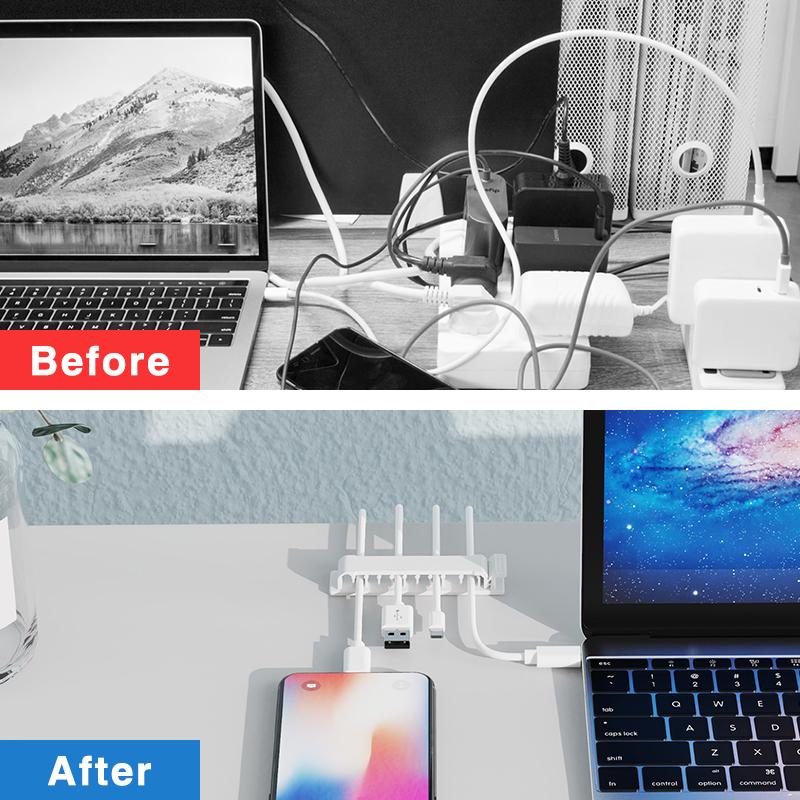 Multipurpose Self-Adhesive Buckle Nail-Free Cable Clips Plastic Cable Organizer Clips Winder Desktop Cord Management Cable Holde