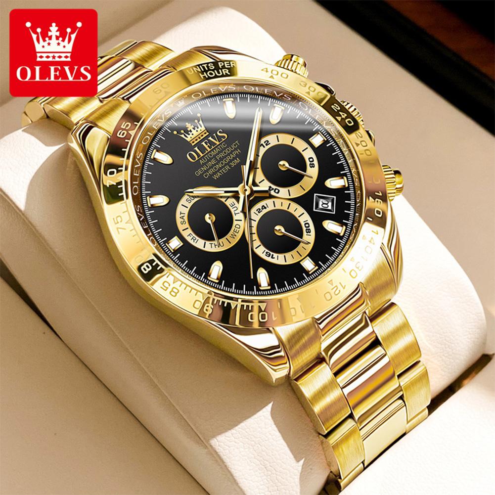 OLEVS Automatic Watches for Man Luxury Brand Original Waterproof Luminous Chronograph Stainless Steel Men Mechanical Watch 6638