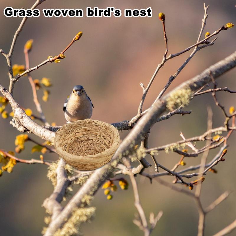 Breeding Nest For Birds Hand Woven Flat Base Straw Bird Nest Hatch House Bird Shelter Bird Cage Accessories Bird Hut