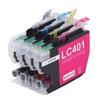 Sada 4ks inkoustových kazet pro výměnu inkoustové tiskárny Černá azurová purpurová žlutá LC401