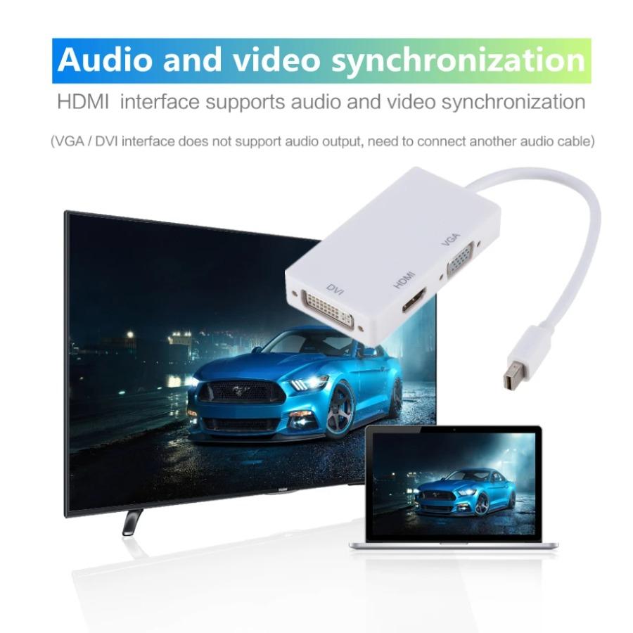 3 in 1 Mini Displayport DP Male to DVI HDMI VGA Audio Female Adapter Display Port Cable Converter For Computer Projector 4
