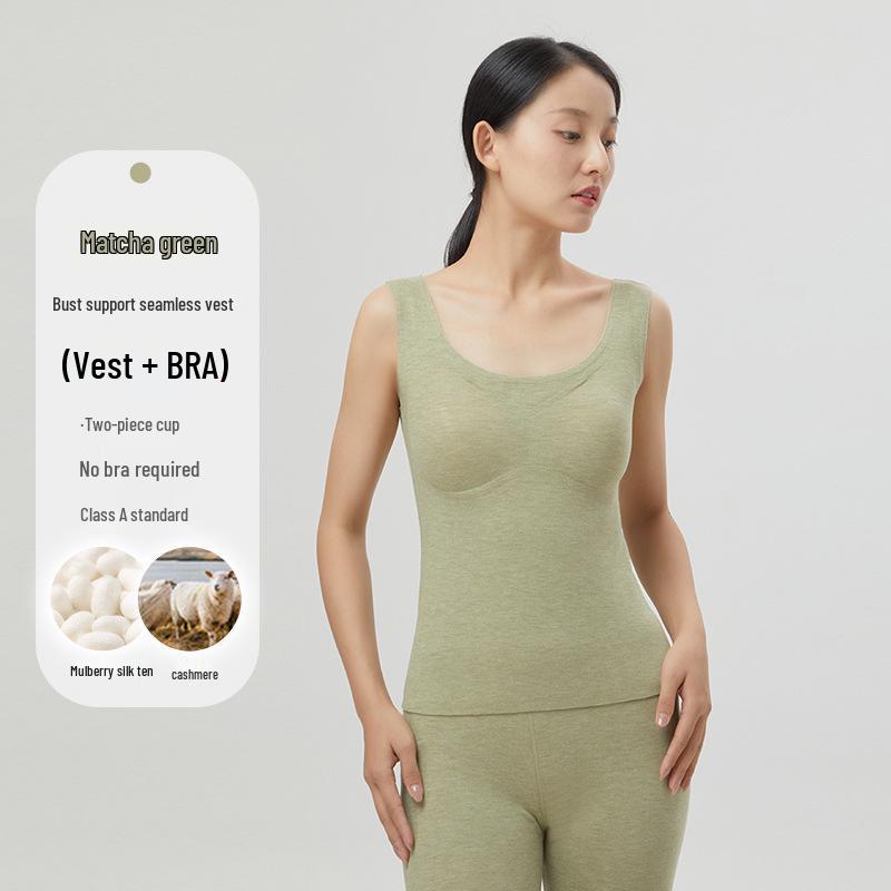 

Women s Cashmere Antibacterial Silk Vest with Bra Pads 2XL (suggested 140-160 jin)