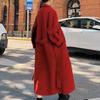 Winter Trenchcoat Für Frauen Elegante Mode Koreanische Casual Dicke Wolle Mantel Rote Spitze-up Lange Jacke Schwarz Frau Mantel mit Blet