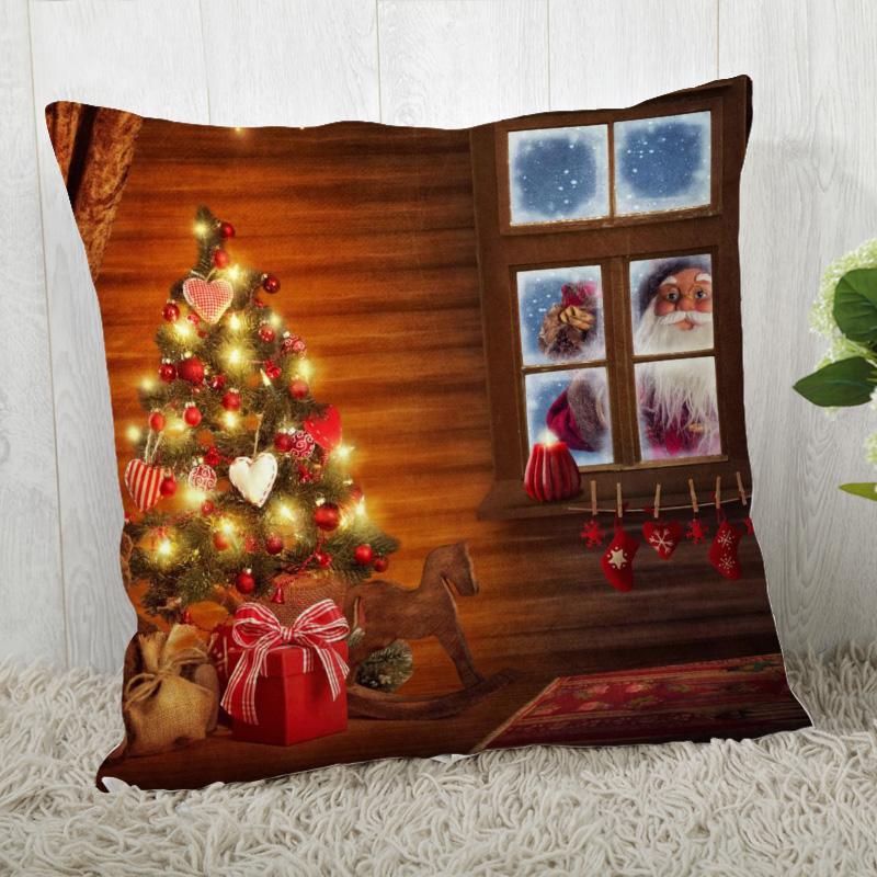 

45x45 см декоративная полиэстеровая наволочка с рождественской елкой, квадратная наволочка на молнии, осенняя наволочка 40x40cm