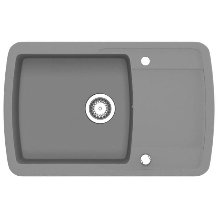 VidaXL Évier de Cuisine en Granit Bac Unique Gris Décor de Cuisine Maison 142945