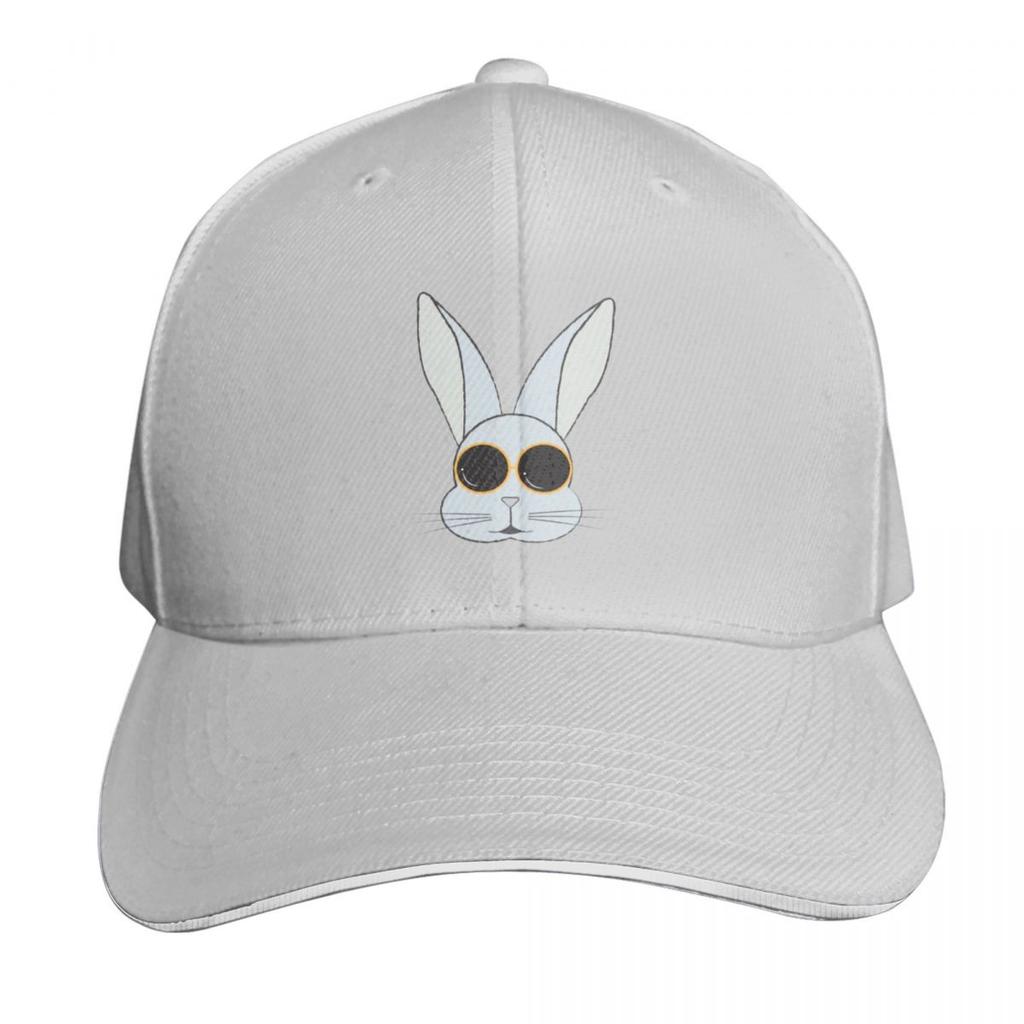 bunny rabbit face with round sunglasses Baseball Cap Trucker Hat Luxury Cap Big Size Hat Ball Cap Golf Women Unisexs