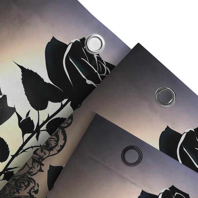 Black Rose Silhouette Shower Curtain - Elegant and Modern Bathroom Decor