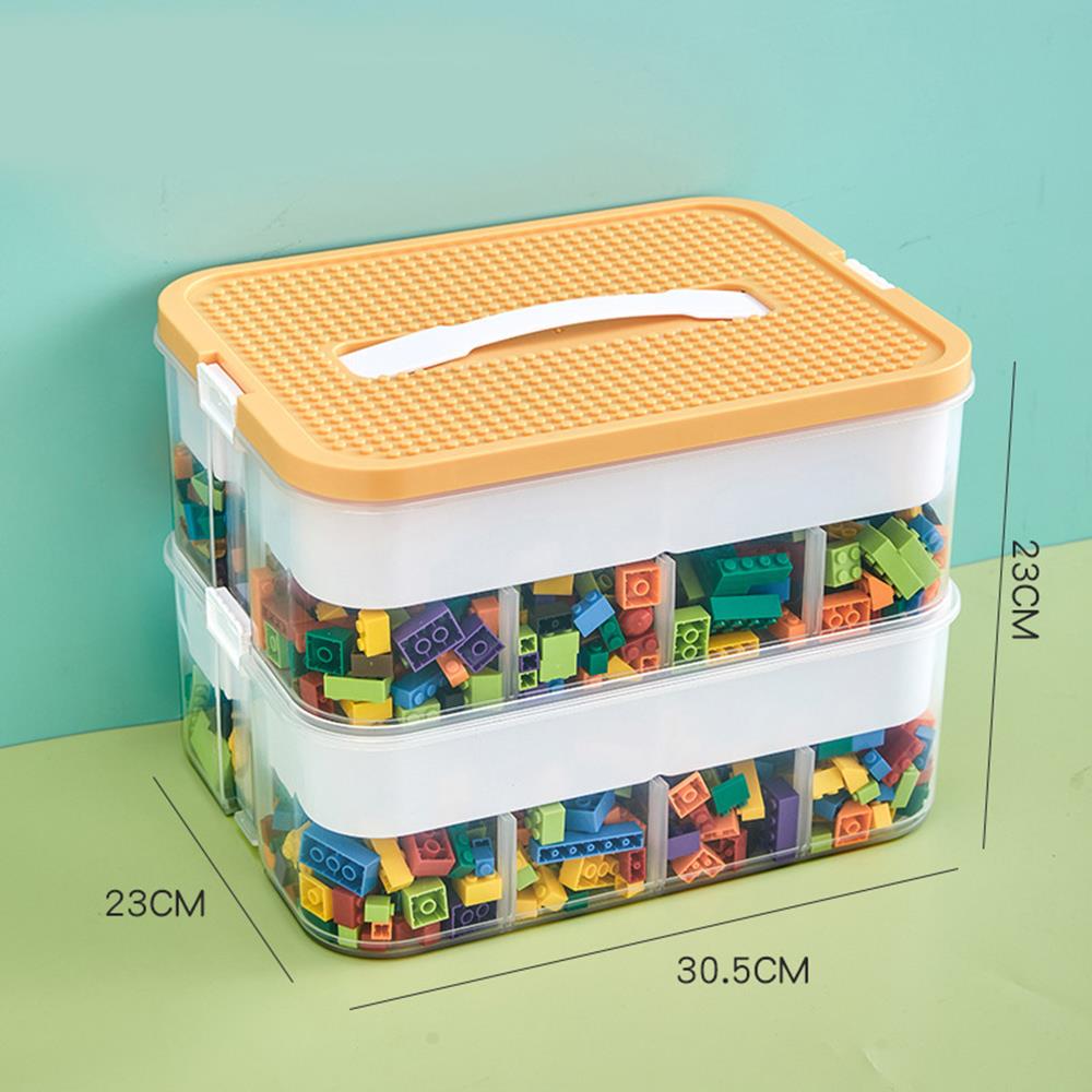 

Stackable Building Block Storage Box Transparent Dustproof Moisture-proof Plastic Storage Boxs Kids DIYToy Organizer With Handle