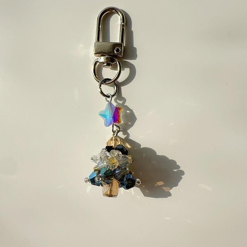 Cute Christmas Mobile Phone Straps Bead Christmas Tree Keychain Lanyard Bag Pendant Decoration Year Gift
