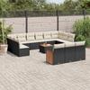 Vidaxl 14-Cz. Garden Lounge Set, Cushions Black Rattan Pe