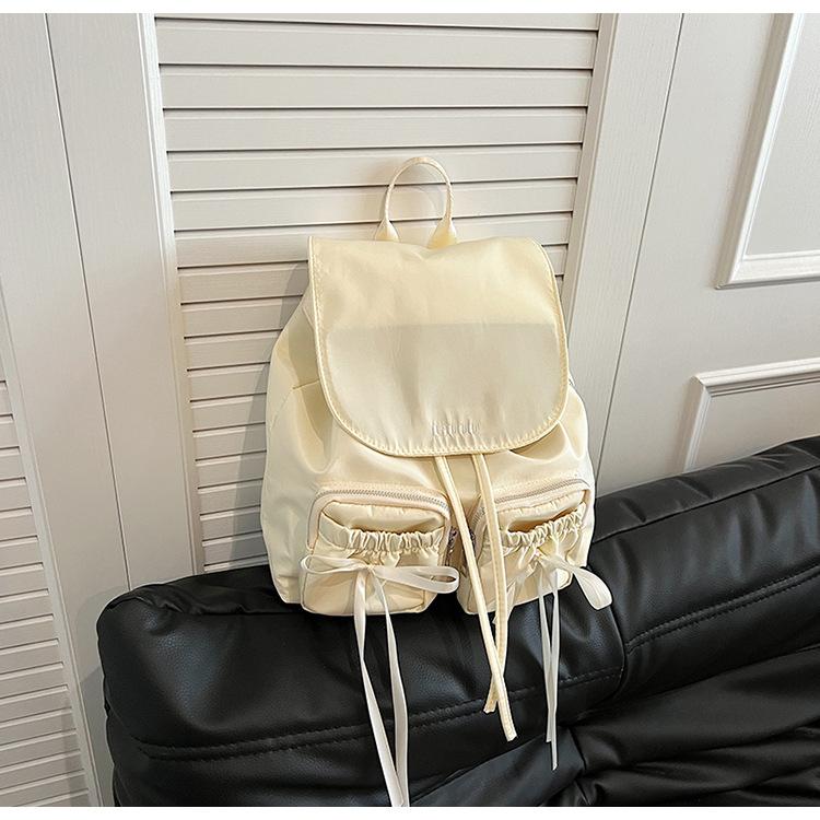 Korean College Sle Casual Backpack Large Capaci Ballet Girl Knot Double Shoulder Bag Student Bag Nylon Material