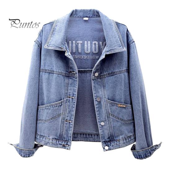 

Женская куртка с отложным воротником, длинный рукав, однобортная, однотонная, с пуговицами, вышитыми карманами, короткая, джинсовая, в стиле хип-хоп, уличная, женское пальто XL синий