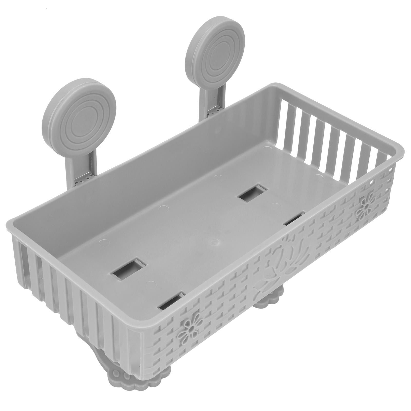 

WallMounted Drain Rack HollowedOut Basket NonDrilling Storage Rack Bathroom Organizer for Kitchen Bathroom Restroom серый