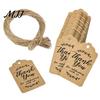 Vintage Style Gift Labels for Packaging 100Pcs Paper Thank You Tags with String, Rectangular Tags, Pre-Punched Easy to Use Hang String Hole