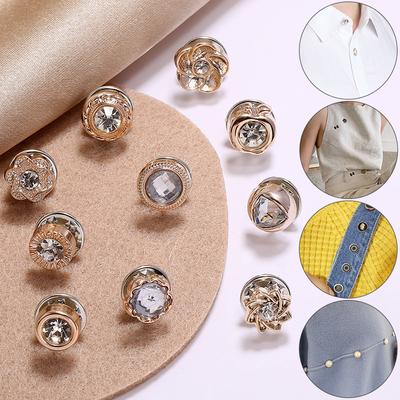 10 Stücke Frauen Kreative Schalknopf Schmuck Zubehör Strickjacke Kragen Geschenke Brosche Broschen Imitation Perle Kristall Corsage