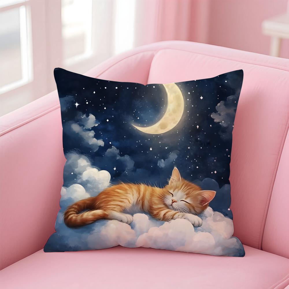 cute cat Cushion Cover Comfortable Reversible Pillow Cover Ideal for Car Sofa Bedroom & Beyond