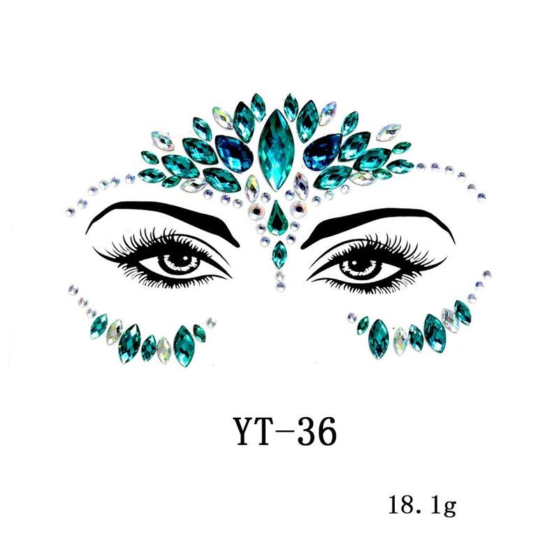 1Pcs 3D Crystal Face Stickers Decoration Face Eye Stickers Chest Sticke Glitter DIY Jewelry Festival Party Temporary Tattoo Stickers for Women