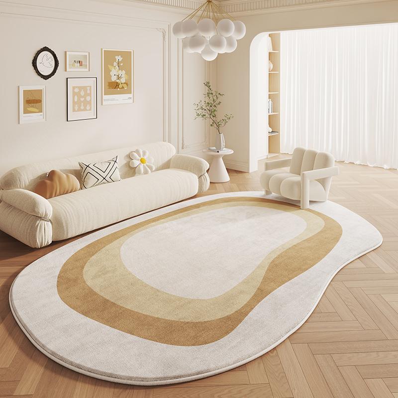 French Cream Style Shaped Carpet Living Room New High-grade Faux Cashmere Irregular Bedside Rugs Bedroom Floor Mats