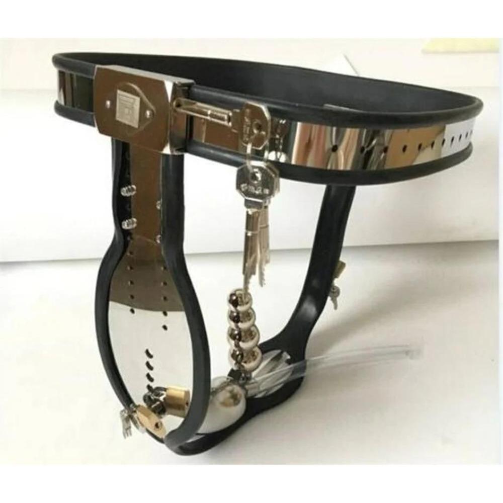 Pánský nastavitelný pás cudnosti s otvorem, odnímatelný anální kolík, klec na penis a varlata, BDSM vybavení, sexuální hračky pro muže a dospělé