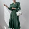 New Arrivals Open Run Asymmetric Hepburn Belted Pleated Accordion Dress