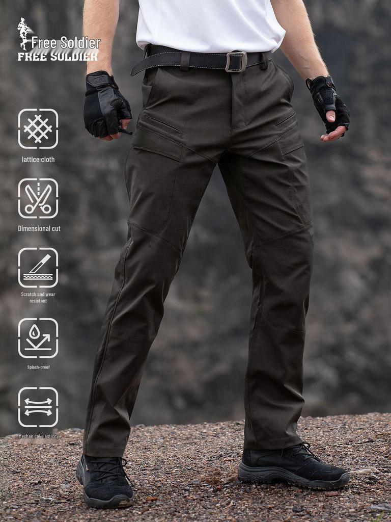 Free Soldier Men's Tactical Cargo Pants: Stretch, Plaid, Multi-Pocket, Wear-Resistant Outdoor Wear