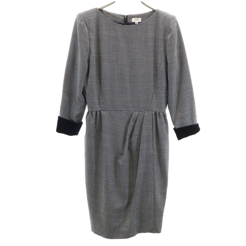 FOXEY Made In Japan Wool 7 Minutes Sleeve Knee-length Dress 40 Black Women Used