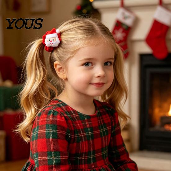 Exquisite Gift Sets for Kids Flannel Christmas Hair Tie Girls, Soft Scrunches with Reindeer/Christmas Tree/Gift/ Santa Cute Stocking Stuffers