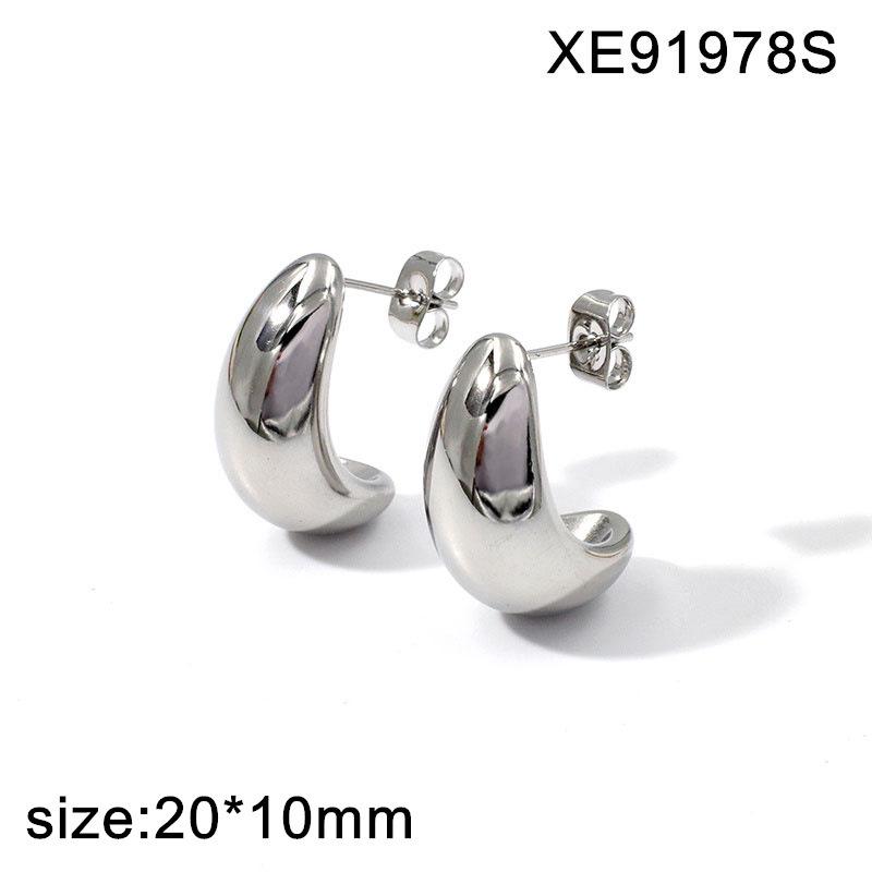 European Hot Sale Gold-Plated Stainless Steel Geometric Double C Hoop Earrings