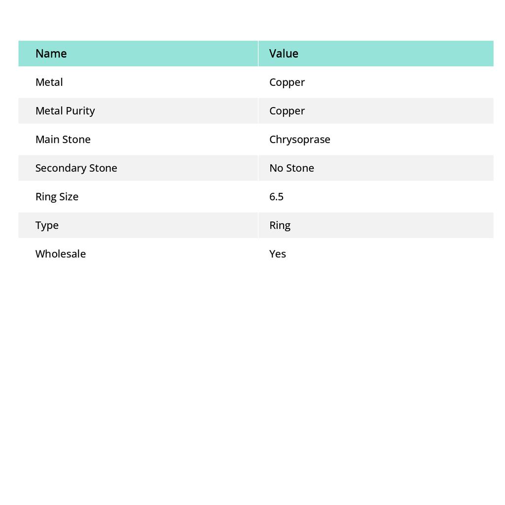 Chrysoprase Ethnic Style Copper Jewelry Ring Size 6.5 l2J44