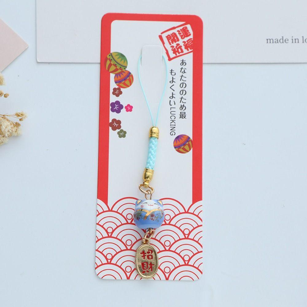 Cartoon Maneki Neko Pendant Car Keyring Phone Strap Ornaments Fashion Lucky Cat Keychain  Gifts