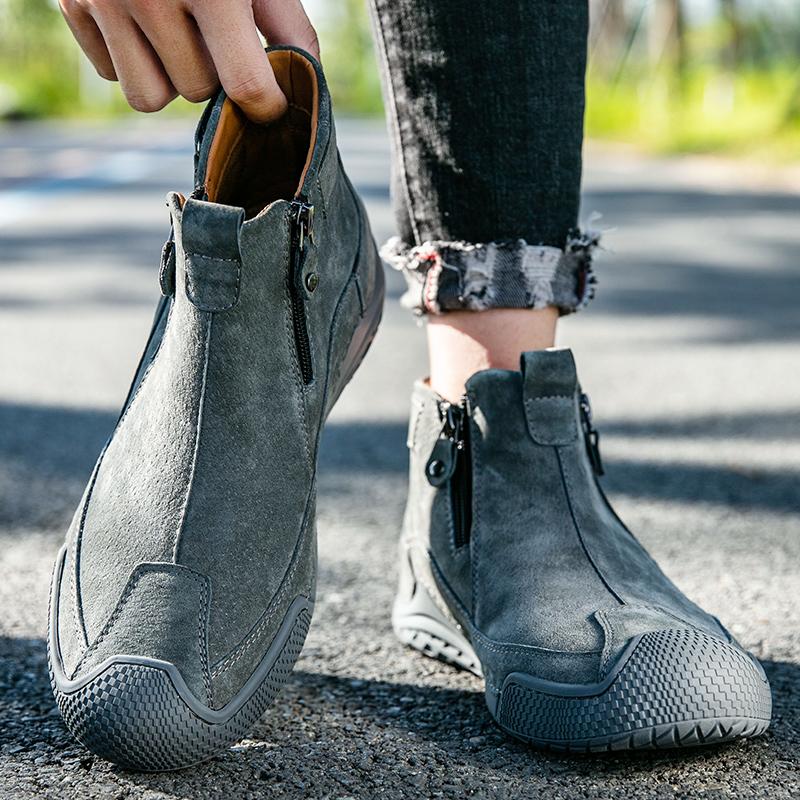 38-46 Pig Leather Boots Men Shoes Comfortable Ankle Boots for Men Casual Shoes Moccasins Men Casual Shoes