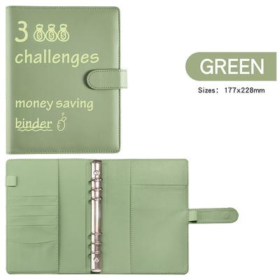 100 Envelopes Money Saving Challenge Budget Binder PU Leather Cover with Cash Envelope PVC Pocket