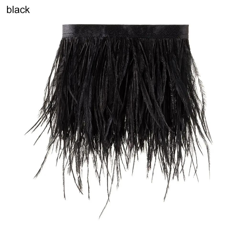 

Fashion Ostrich Feathers Trim 1 Meter Long 8-10 CM Wide Plumes Ribbon Selvage DIY Dress Crafts Accessories Feathers Ribbon чорний