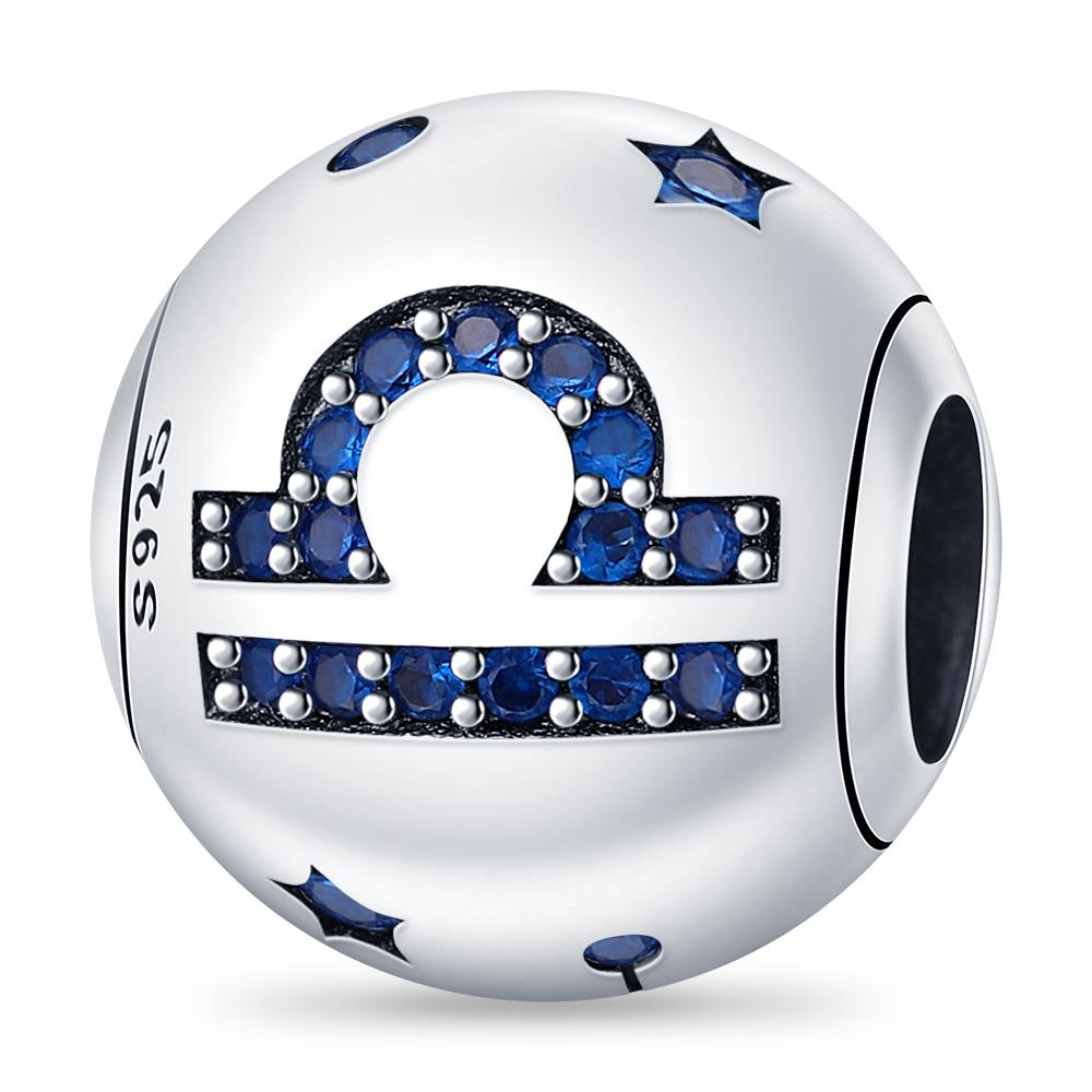 Charm Plata Authentic 12 constellation beads Water, Earth, Fire and wind round bead charm Compatible With 3MM bracelet key chain
