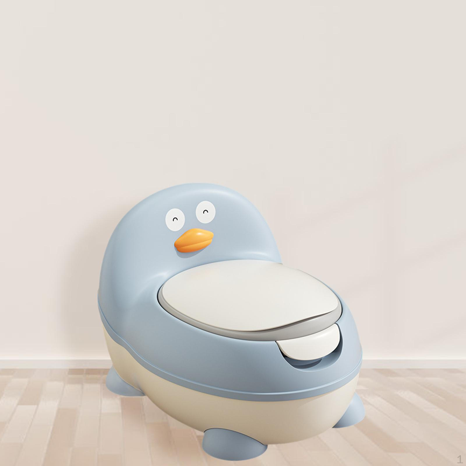 

Стул для унитаза с функцией приучения к горшку, 4 нескользящие ножки, с чистящей щеткой и крышкой-сиденьем синий