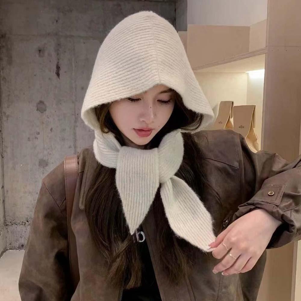 Soft Neck Collar Beanies Cap Triangular Winter Neckerchief Hat Versatile Knitted Hooded Cap  Warmer