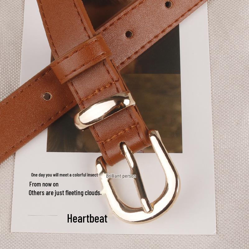 Stylish Ladies' Leather Belt with Decorative Pin Buckle for Jeans