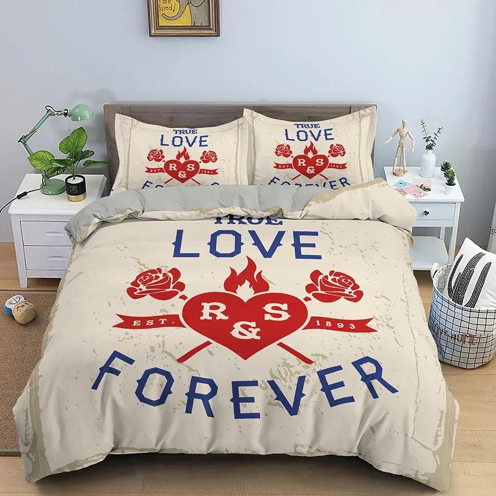 New 3D Print Sweet Heart Roses Comfortable Duvet Quilt Cover Pillowcase Bedding Set Children Bedroom Decoration Home Textile